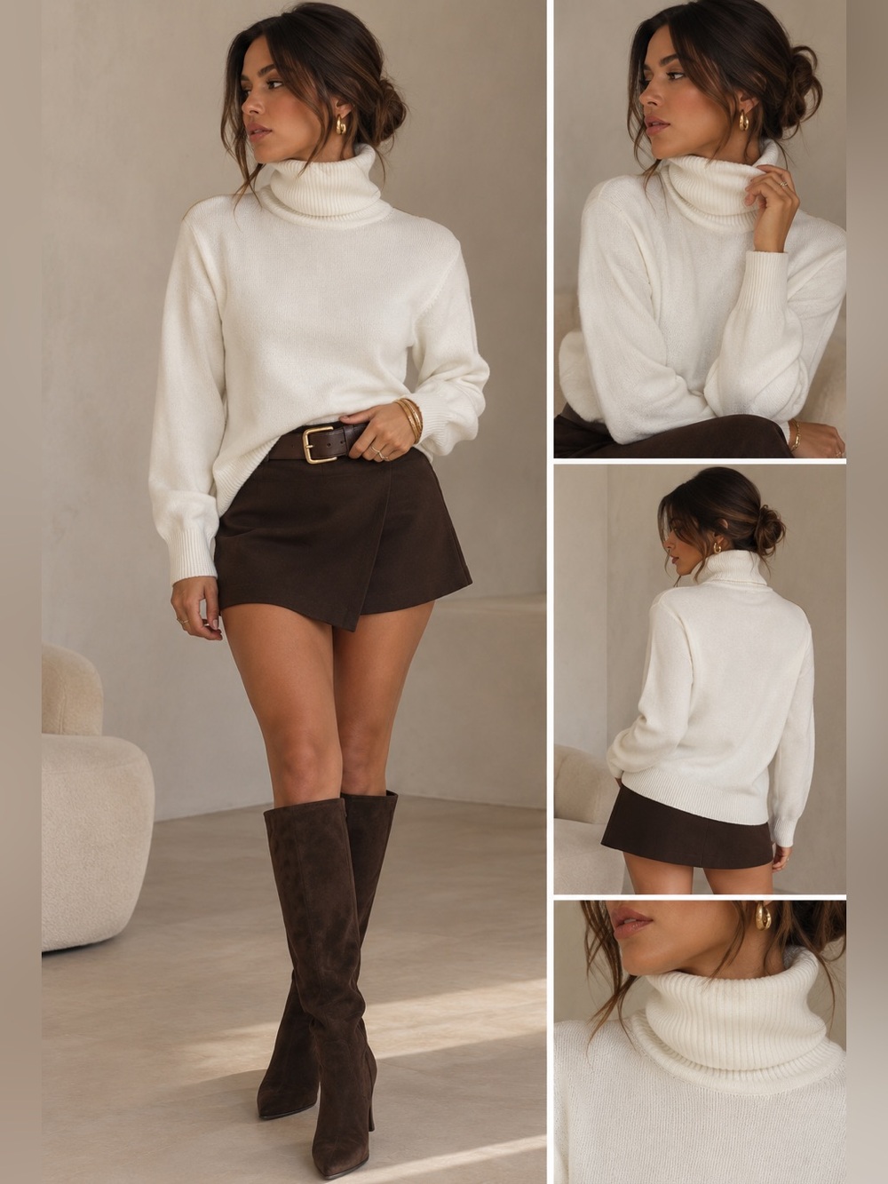 French Connection White Turtleneck Sweater